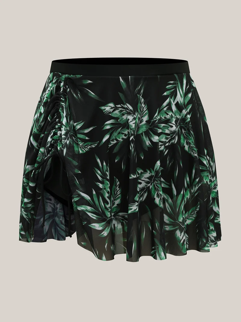 Tropical Print Sheer Tied Swim Bottoms
