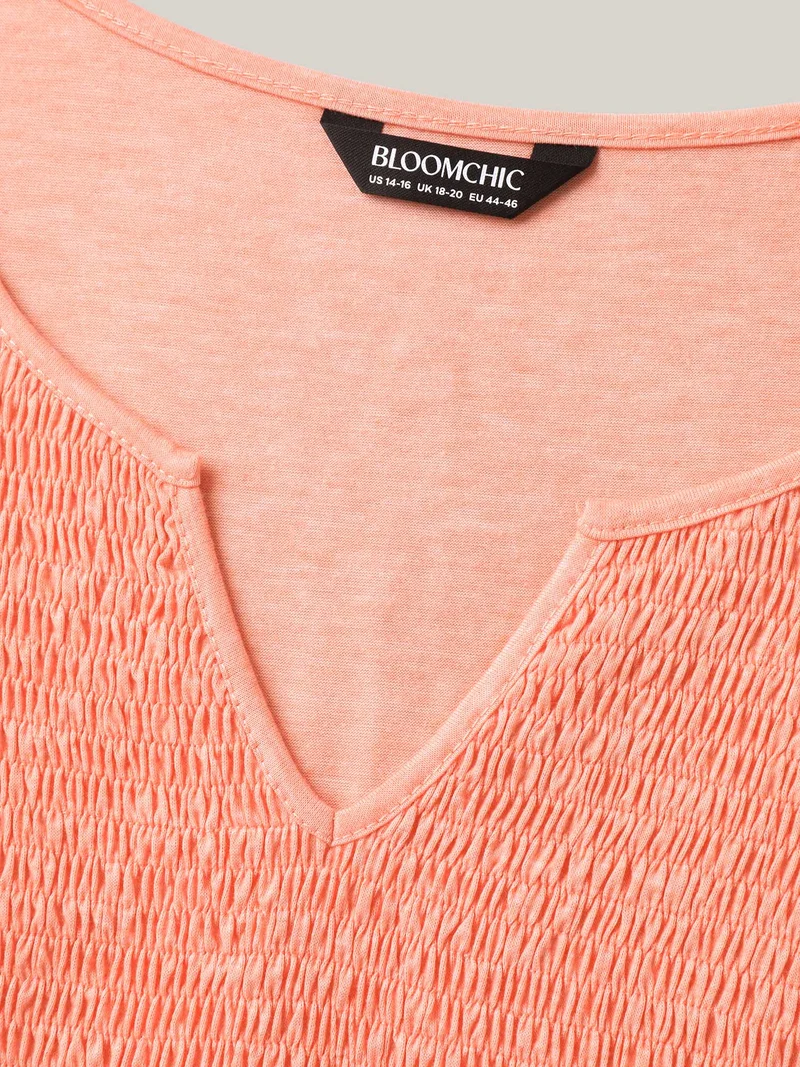 Shirred Bodice Spliced Tiered Sleeveless Top