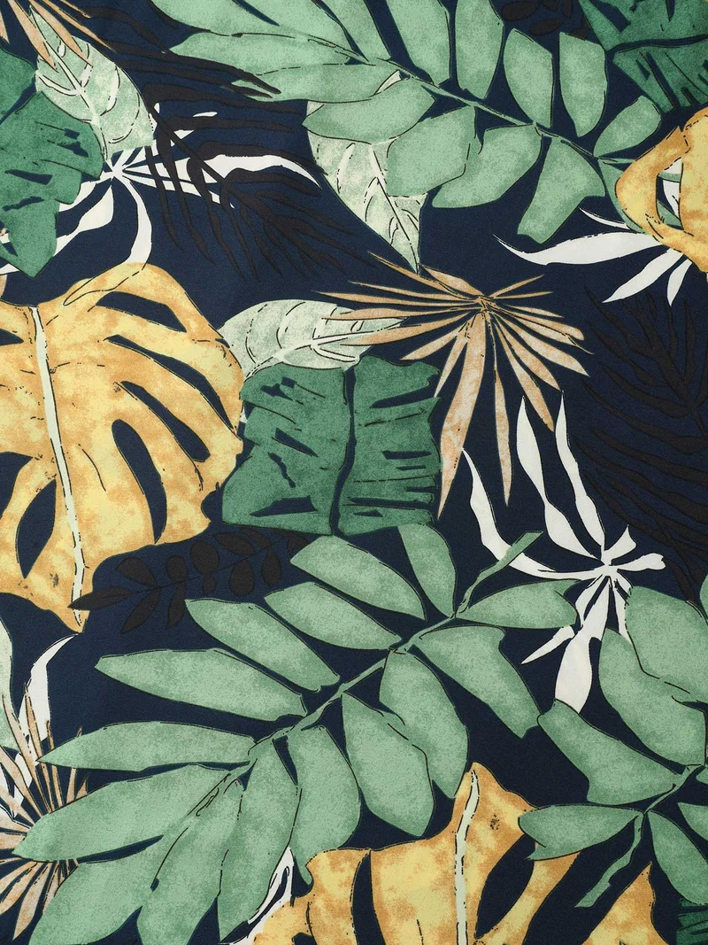 Breezy Tropical Print Pockets Midi Dress