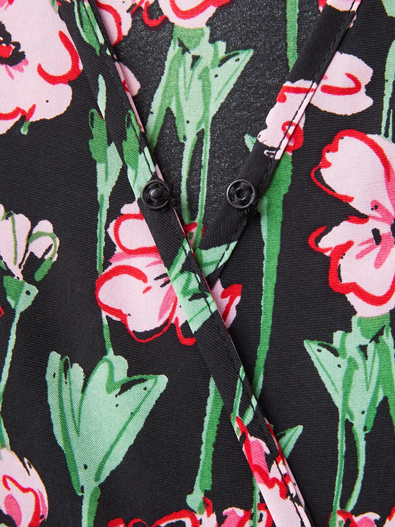 Floral Print Shirred Pleated Midi Dress