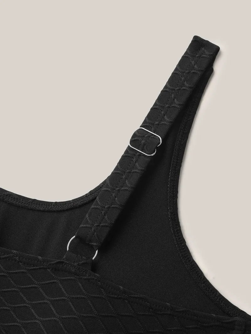 Textured Fitted Adjustable Swim Top