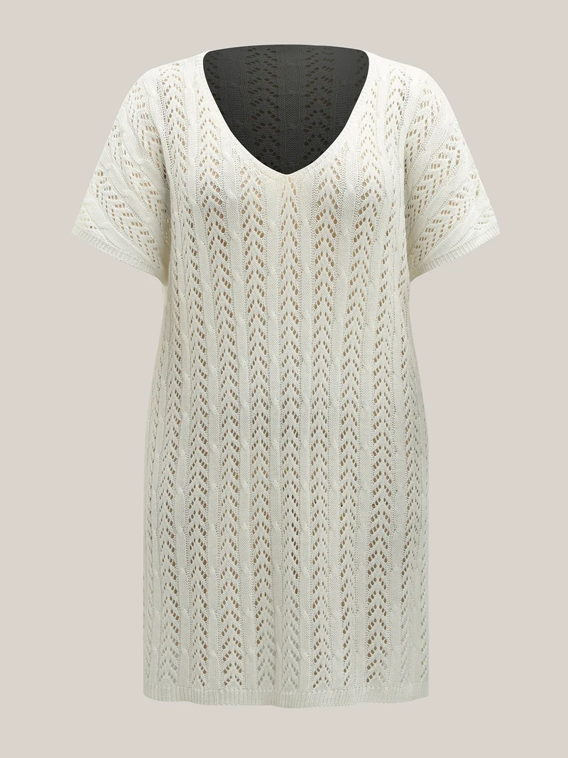Cut Out Textured Side Slit Swim Cover-Up