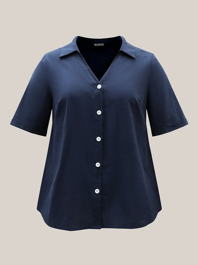 Cotton Collar Button Placket Blouse