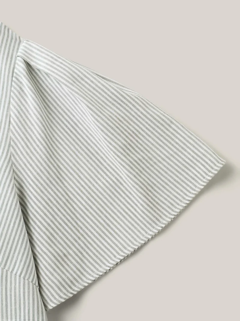 Striped Print Notched Collar Blouse