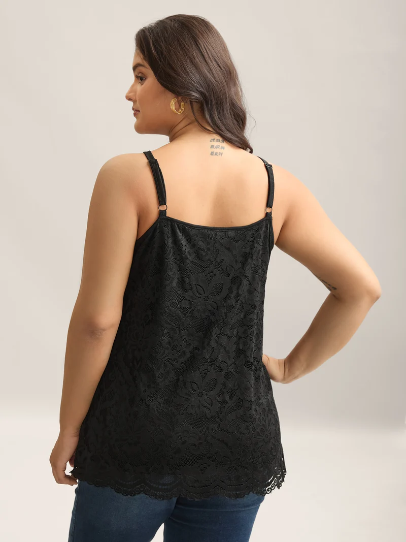 Floral Lace Lined Tank Top
