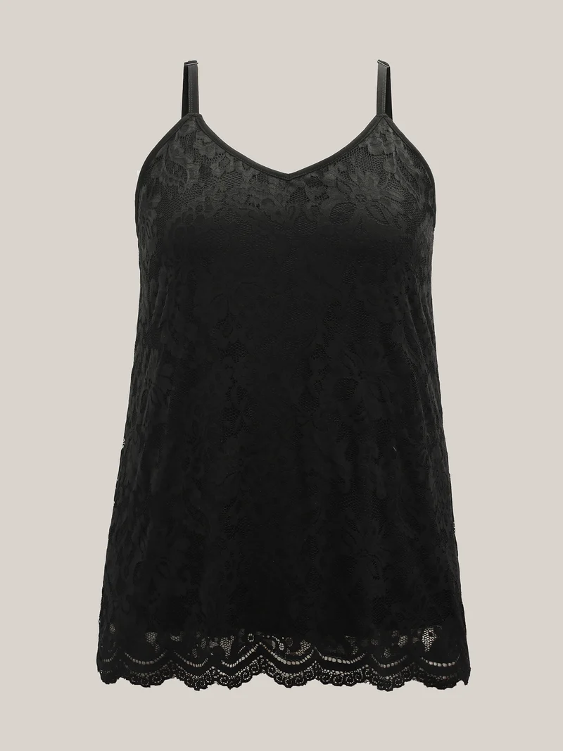 Floral Lace Lined Tank Top