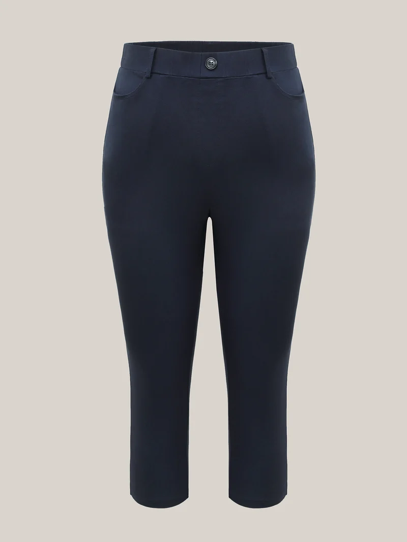 Pull-On Tight-Fit Cropped Pants