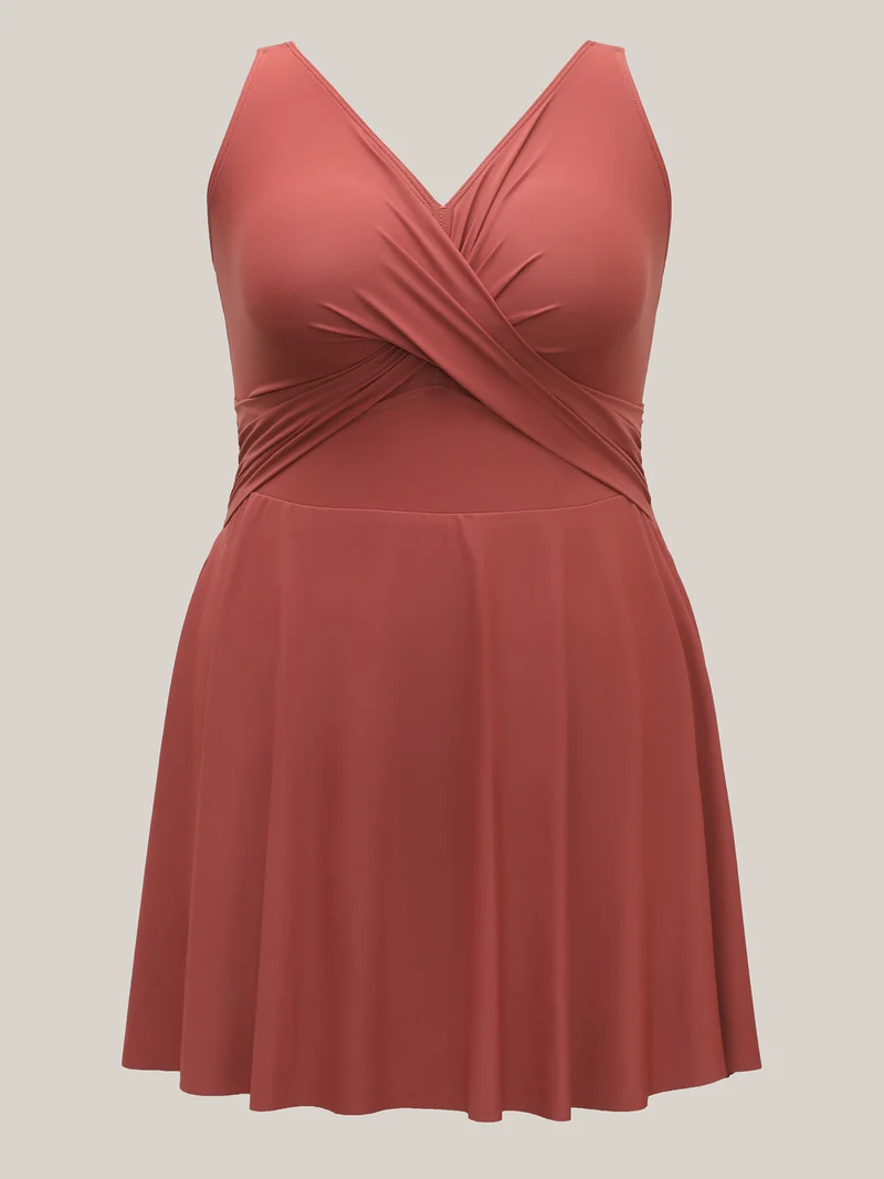 Anti-Float Ties Crossover Swim Dress