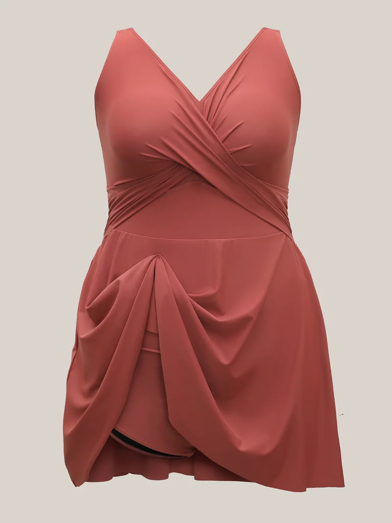 Anti-Float Ties Crossover Swim Dress