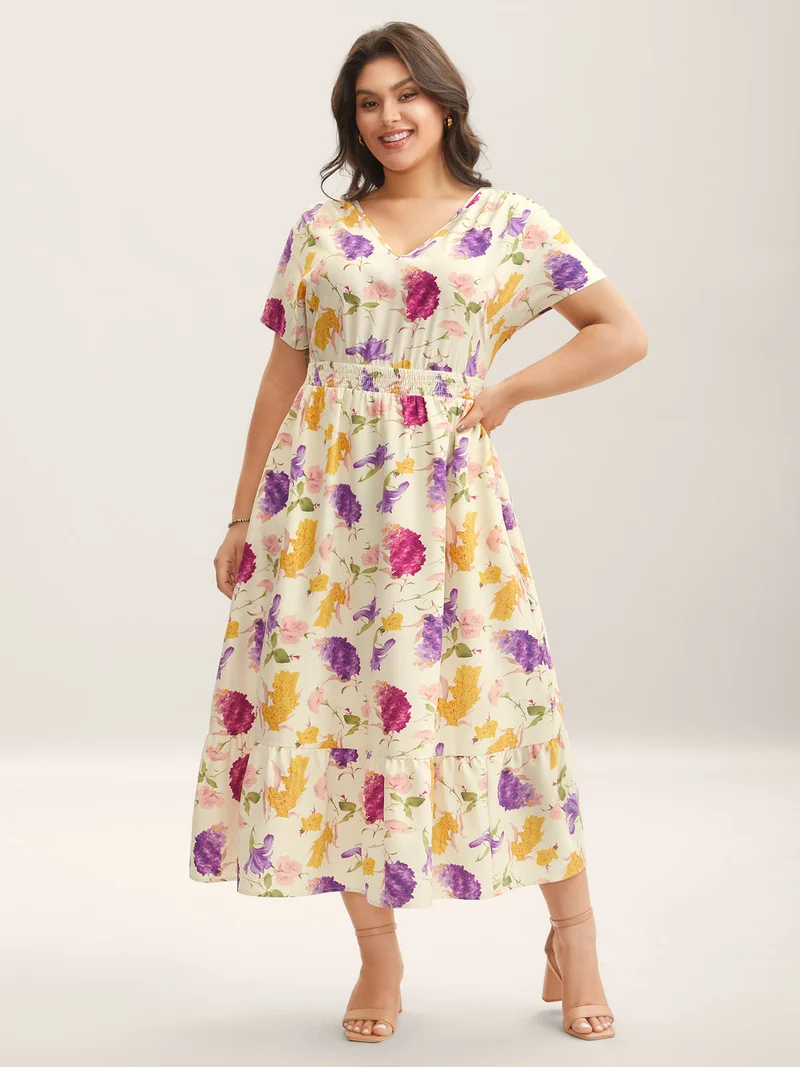 Floral Fantasy Shirred Tiered Maxi Dress