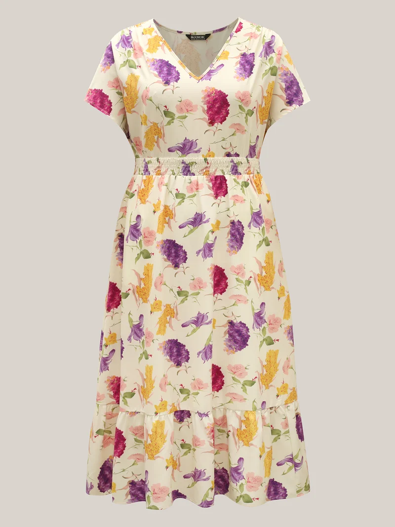 Floral Fantasy Shirred Tiered Maxi Dress