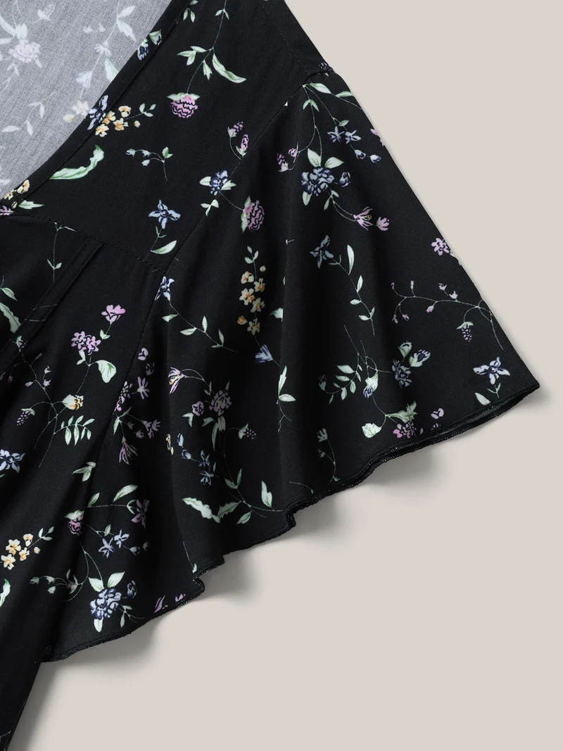 Floral Print Bow Waist-Cinched Shirt