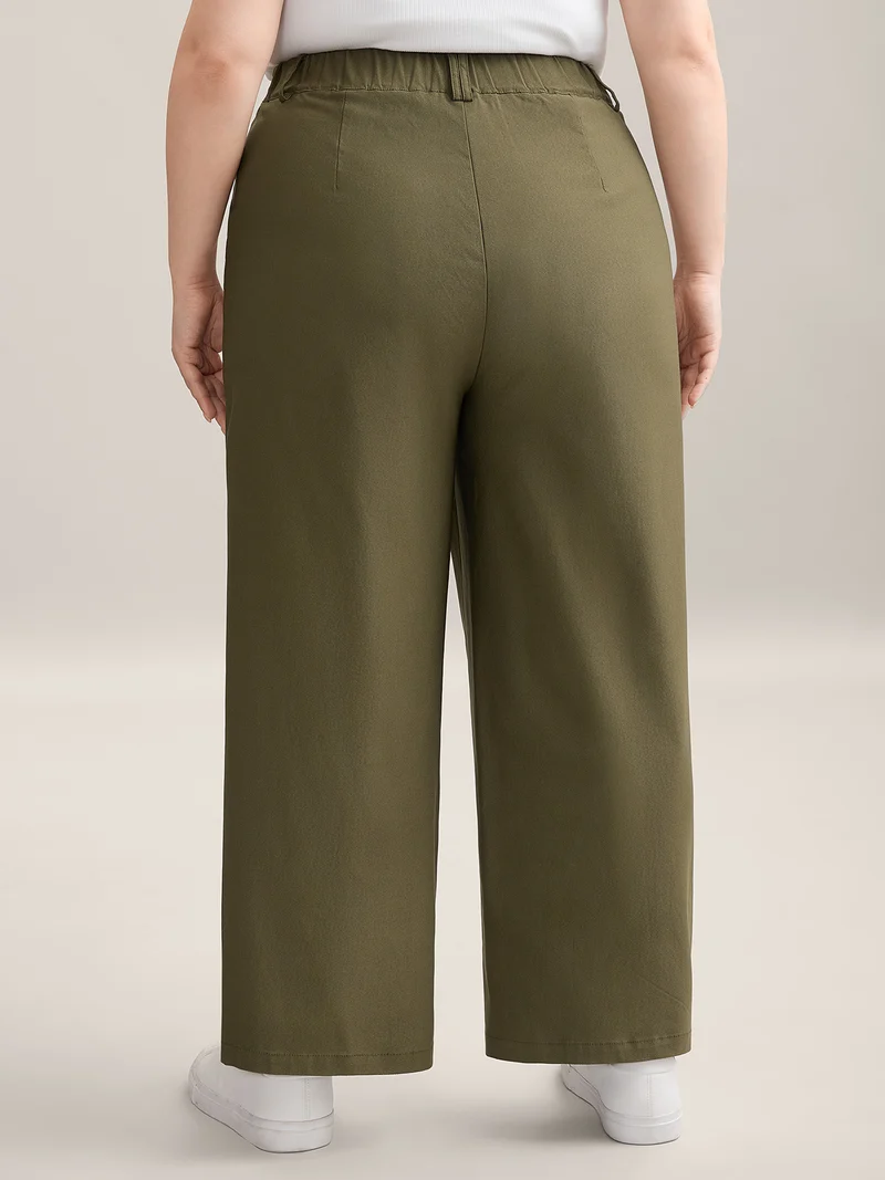 Drawstring Waist Straight-Leg Pants