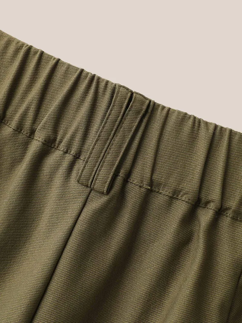 Drawstring Waist Straight-Leg Pants