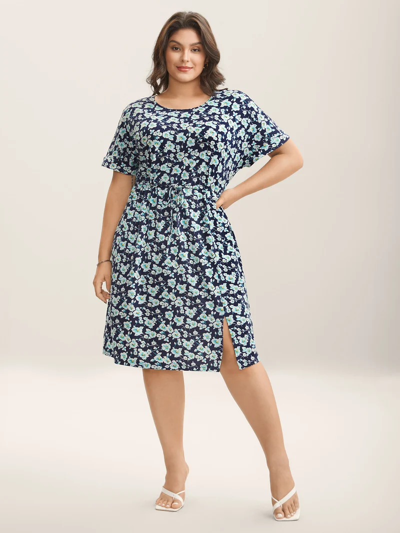 Supersoft Ditsy Floral Waist-Tie Midi Dress