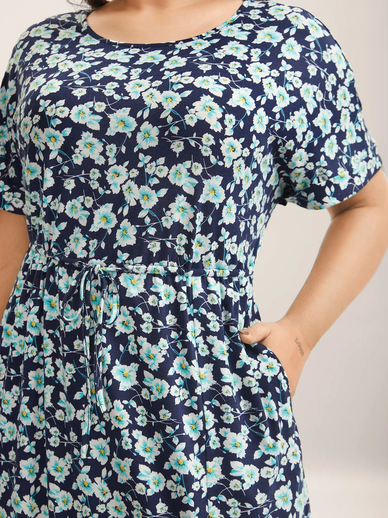 Supersoft Ditsy Floral Waist-Tie Midi Dress