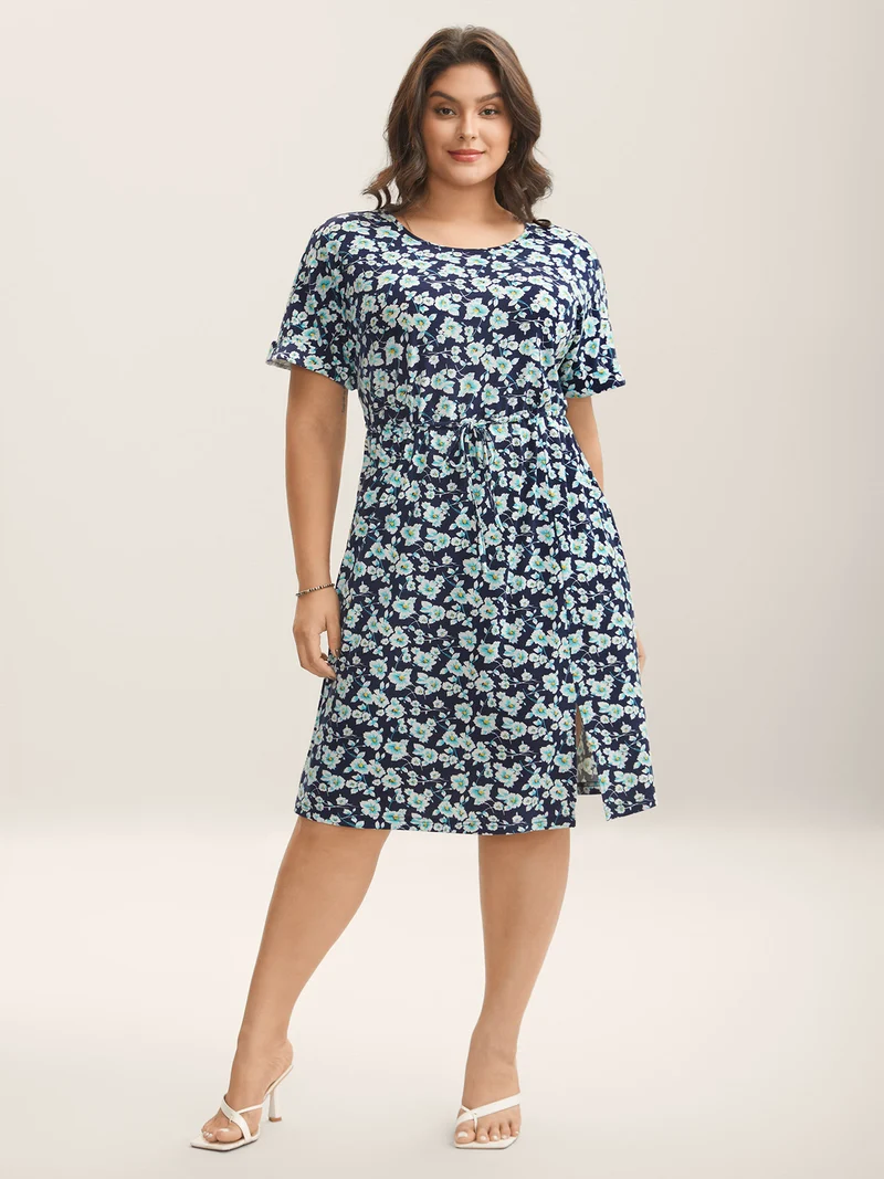 Supersoft Ditsy Floral Waist-Tie Midi Dress