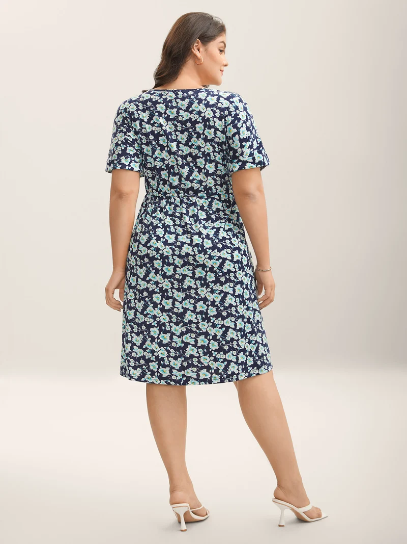 Supersoft Ditsy Floral Waist-Tie Midi Dress