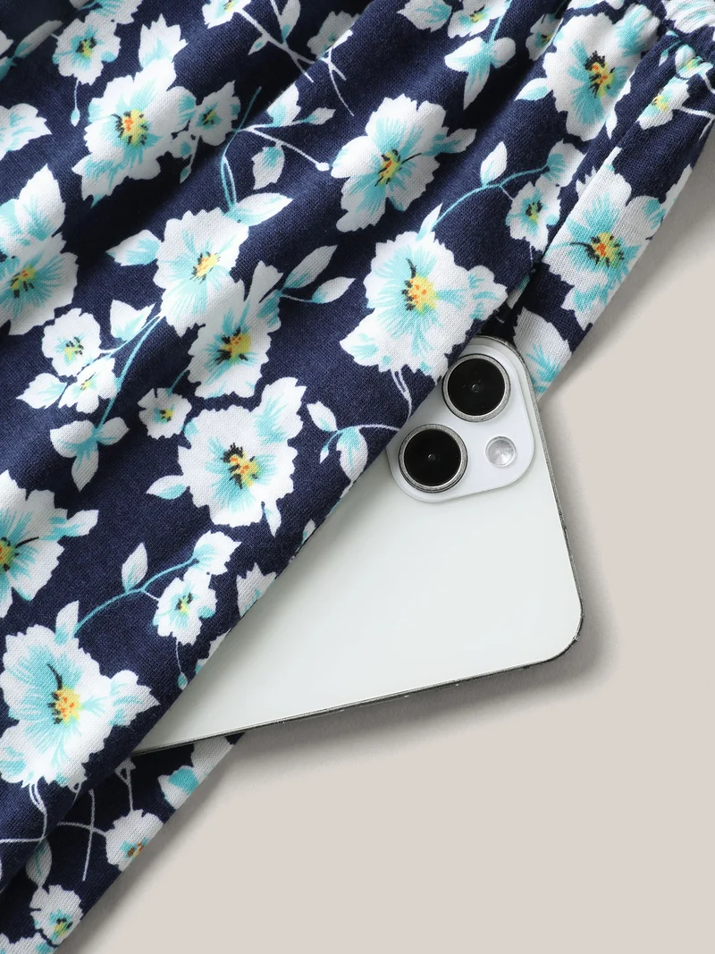 Supersoft Ditsy Floral Waist-Tie Midi Dress