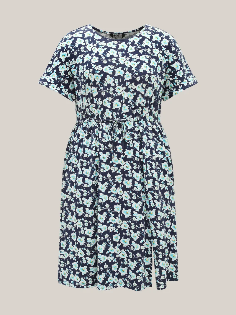 Supersoft Ditsy Floral Waist-Tie Midi Dress