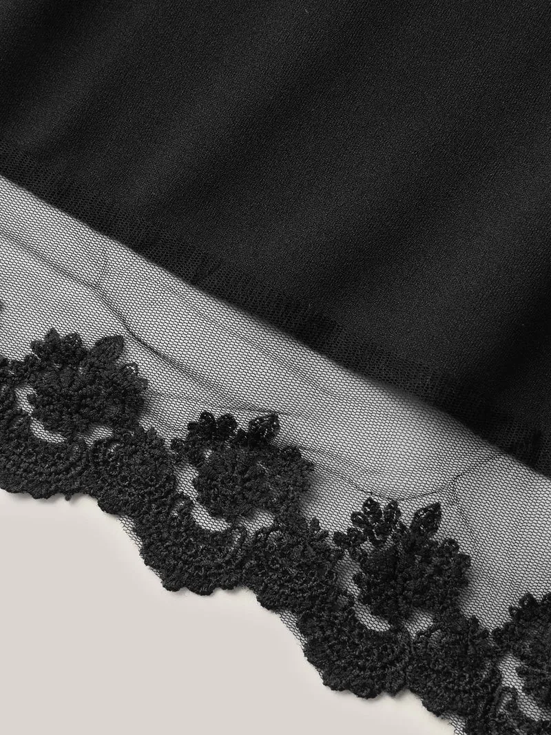 Plain Pleated Lace Hem Midi Skirt