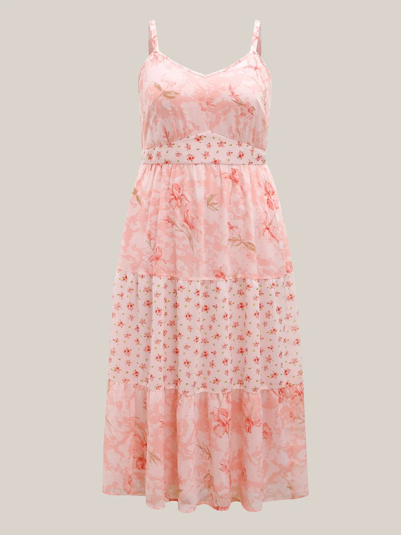 Breezy Floral Print Spliced Maxi Dress