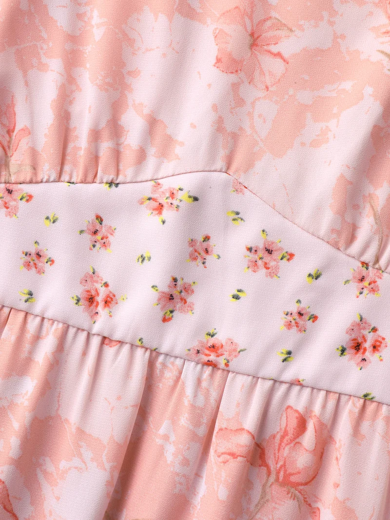 Breezy Floral Print Spliced Maxi Dress