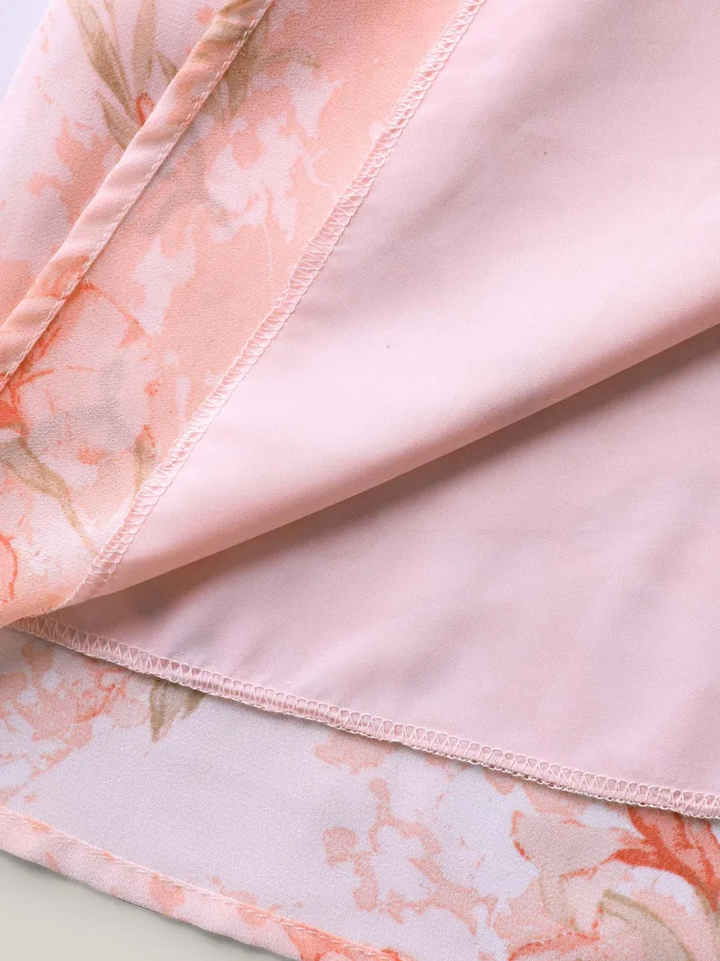 Breezy Floral Print Spliced Maxi Dress