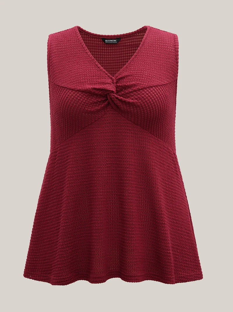 Textured Knotted Flowy Waffle Tankini