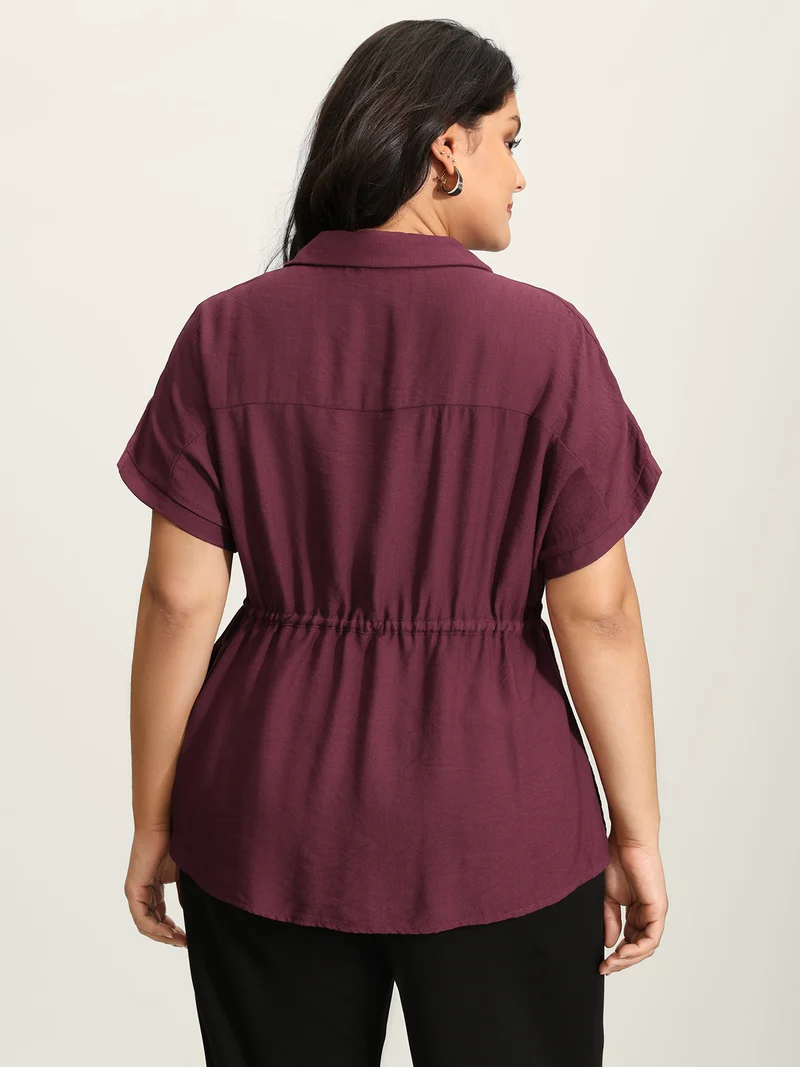 Adjustable Drawstring Button-Down Shirt