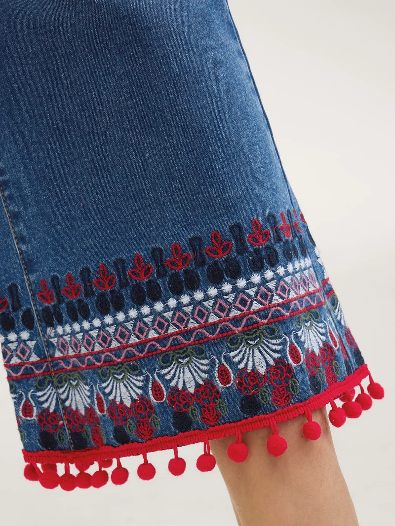 Stretch Christmas Color Contrast Bootcut Jeans