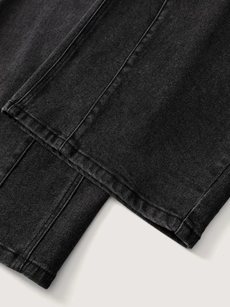 Vintage Wash Stretchy Straight-Leg Jeans