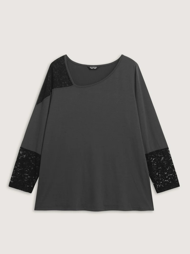 Supersoft Sheer Lace Solid T-Shirt