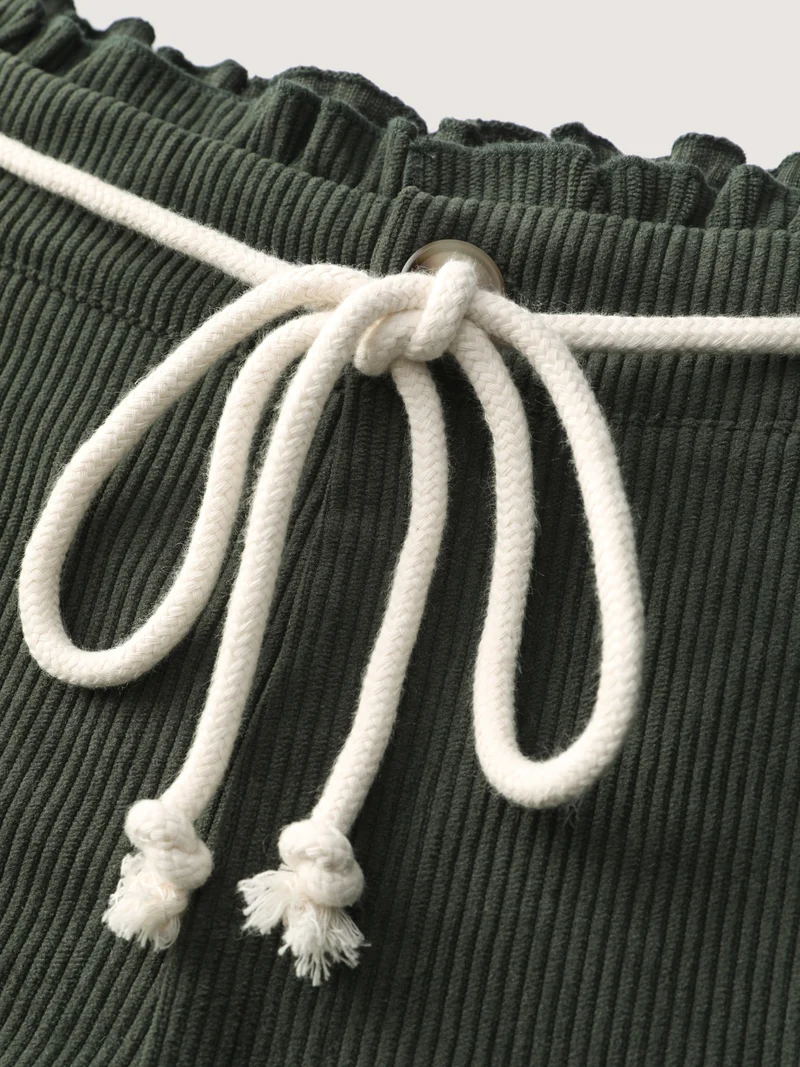 Textured Drawstring Waist Pleated Pants