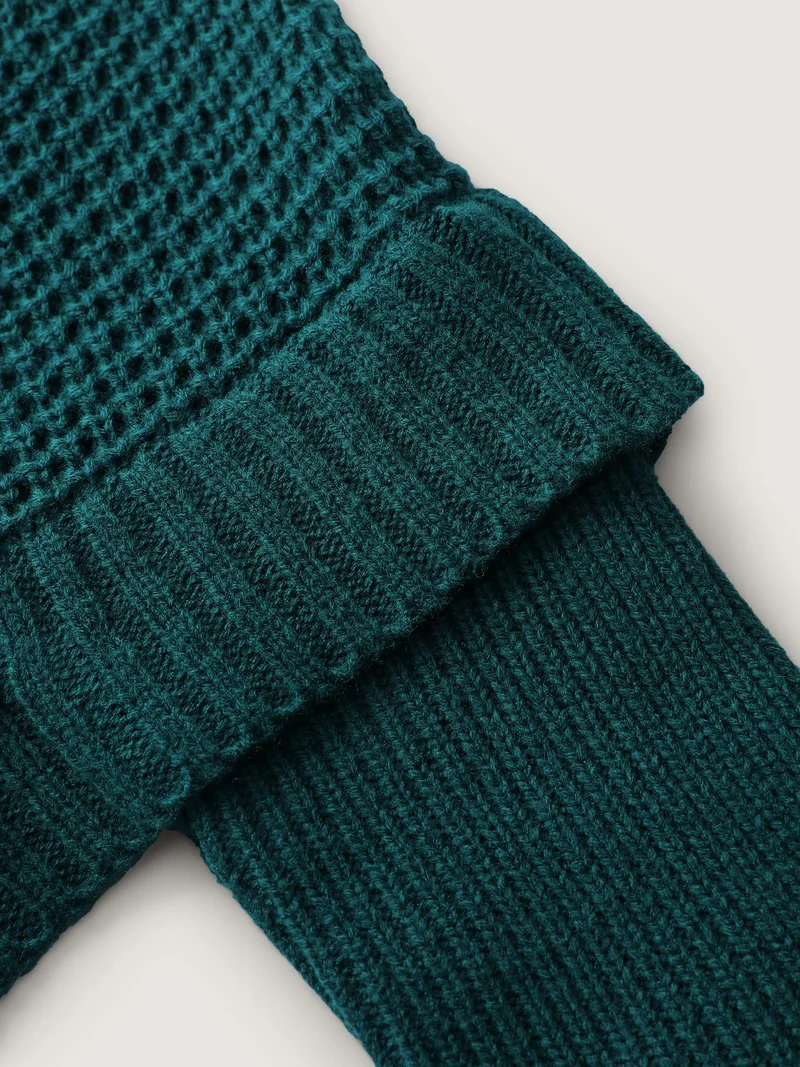Cape-Style Turtleneck Textured Pullover