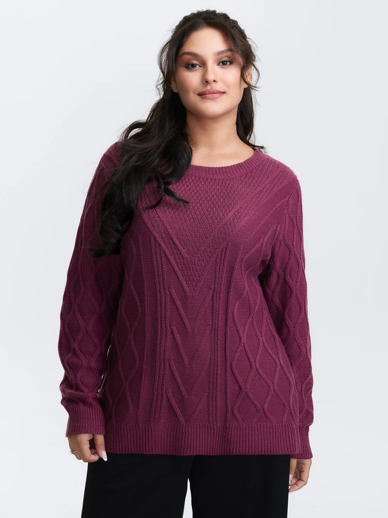 Twist Textured Cut-Out Back-Tie Pullover