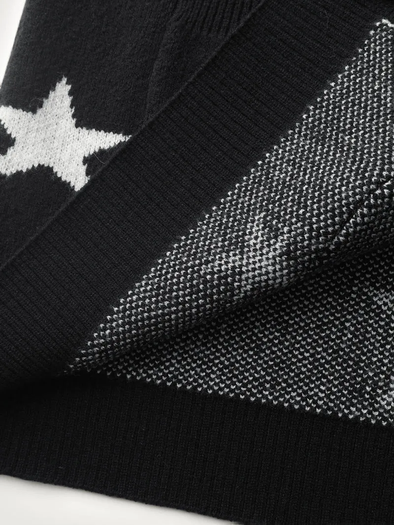 Supersoft Star Jacquard Pockets Button Knit Cardigan