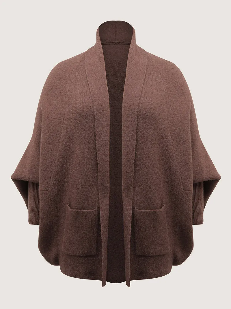Folded Collar Dolman Sleeve Knit Cardigan