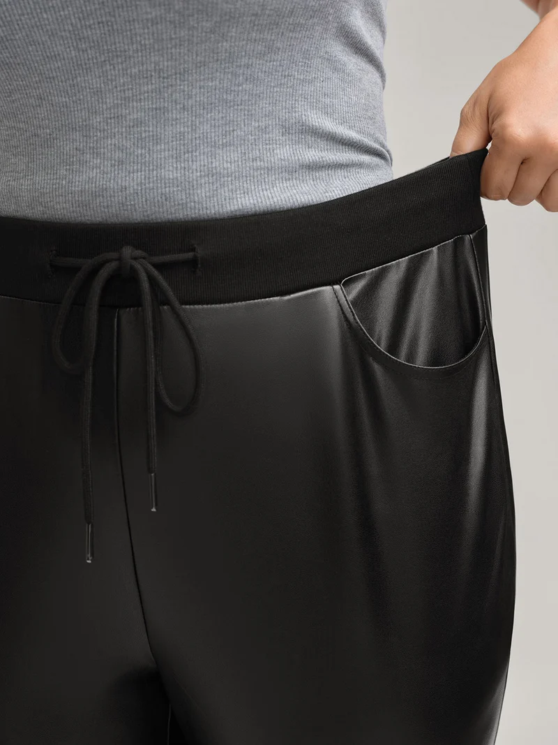 Super Stretchy Drawstring Metallic Look Pants