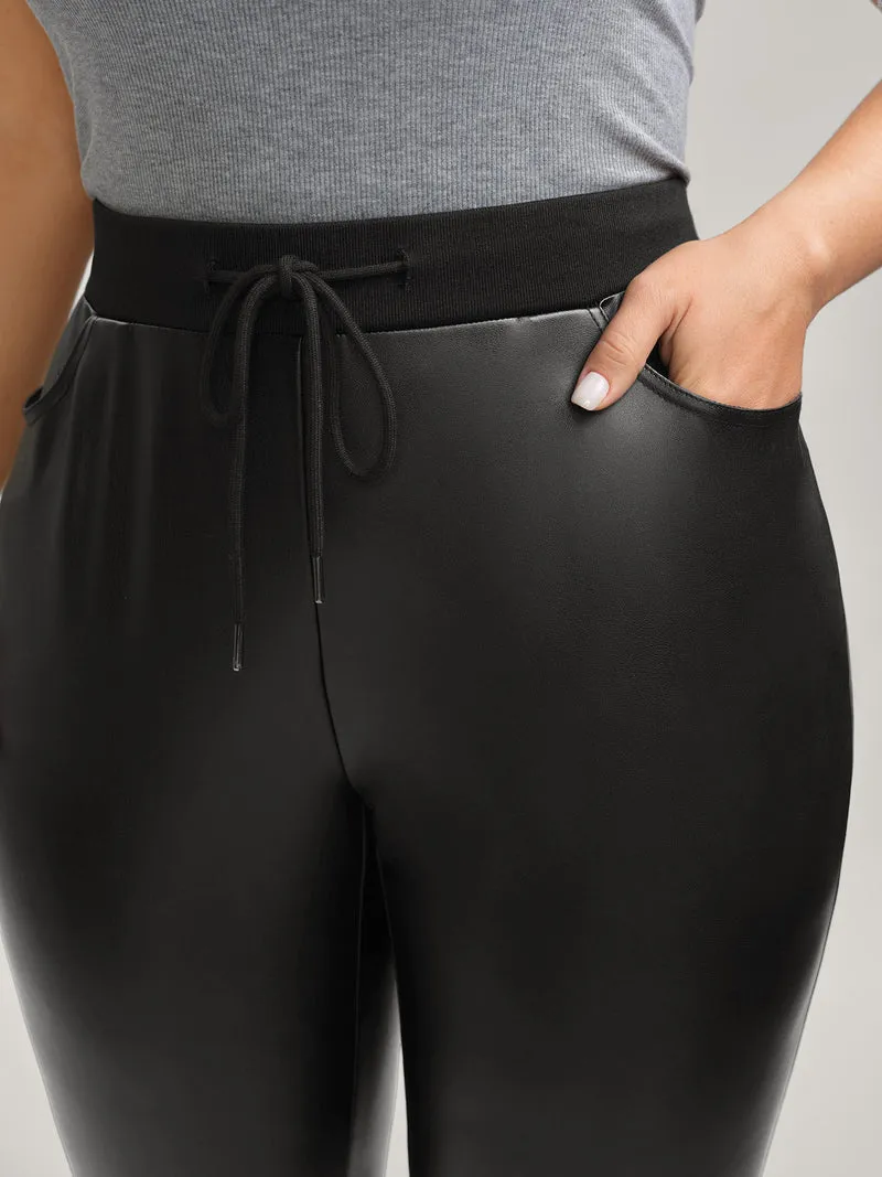 Super Stretchy Drawstring Metallic Look Pants