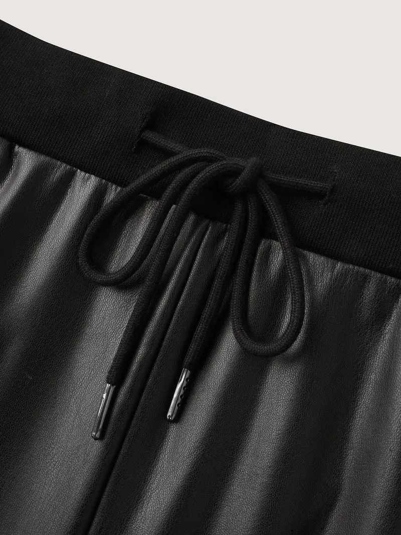 Super Stretchy Drawstring Metallic Look Pants