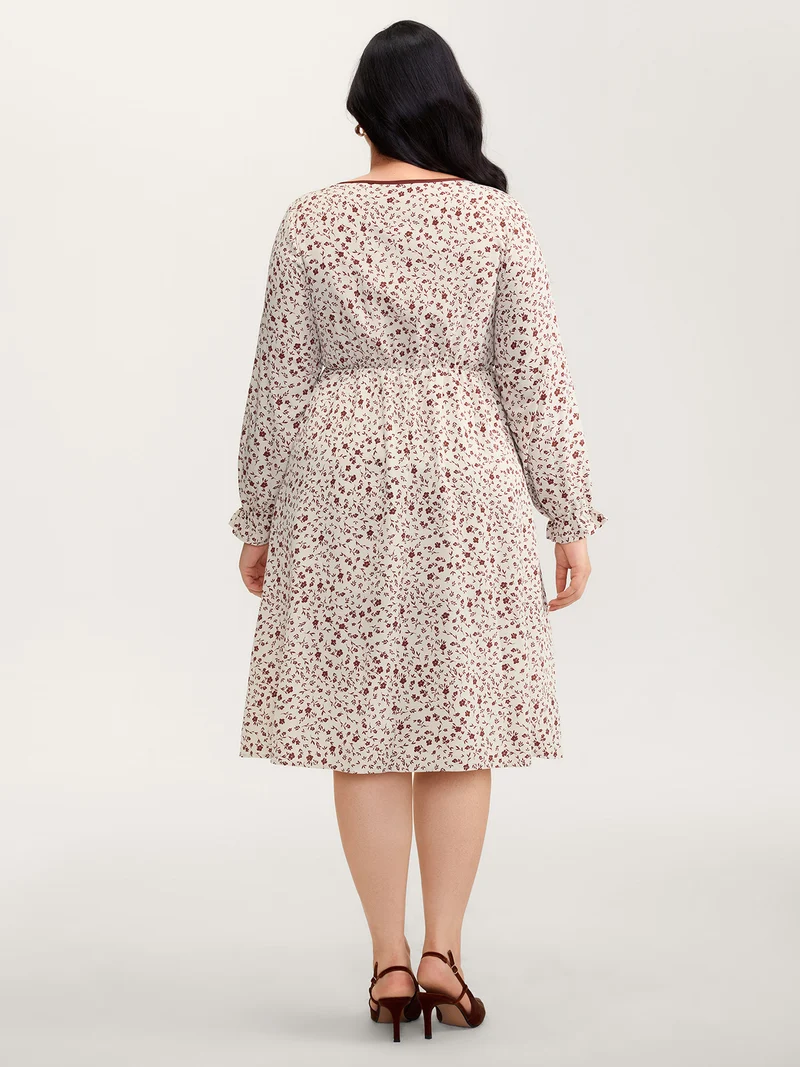 Bowknot Detail Stretchy Waist-Defining Midi Dress