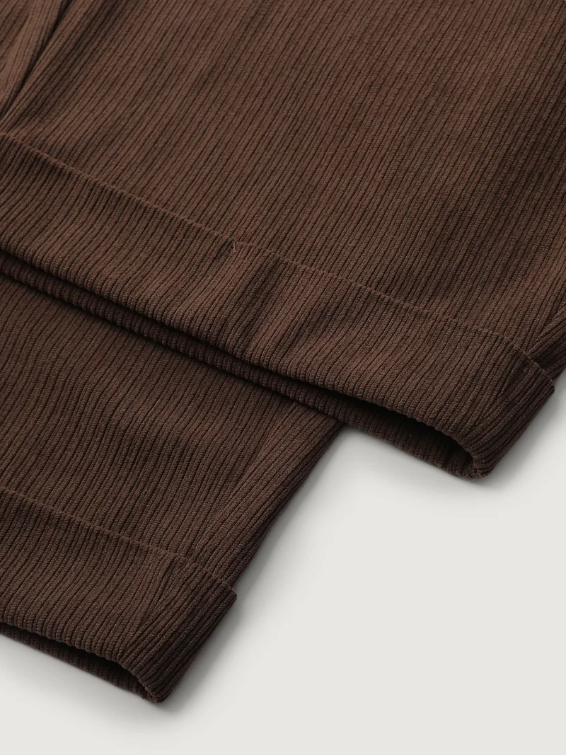 Textured Rolled Cuffs Straight Leg Pants