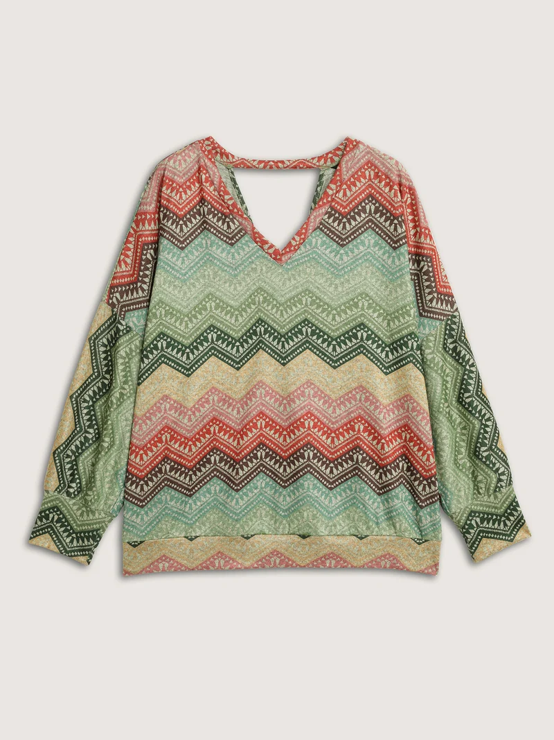 Colorful Wavy Stripes Gathered Back T-Shirt