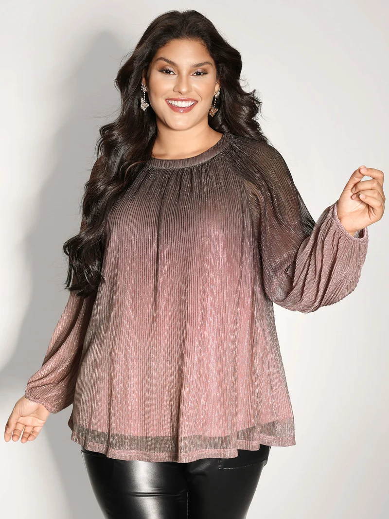 Color Gradient Textured Flowy Blouse