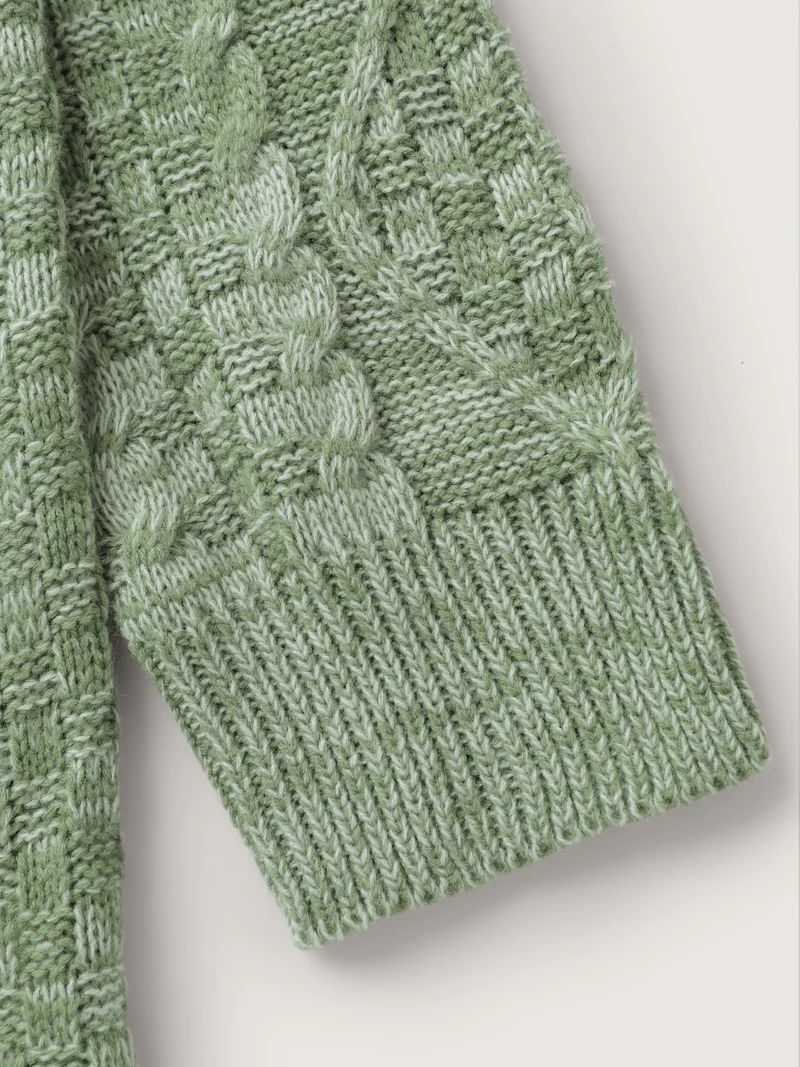 Cable Knit Textured Pockets Knit Cardigan