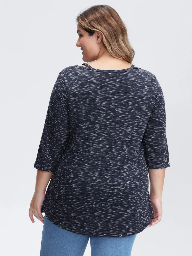 Heather Cut-Out Neckline T-Shirt