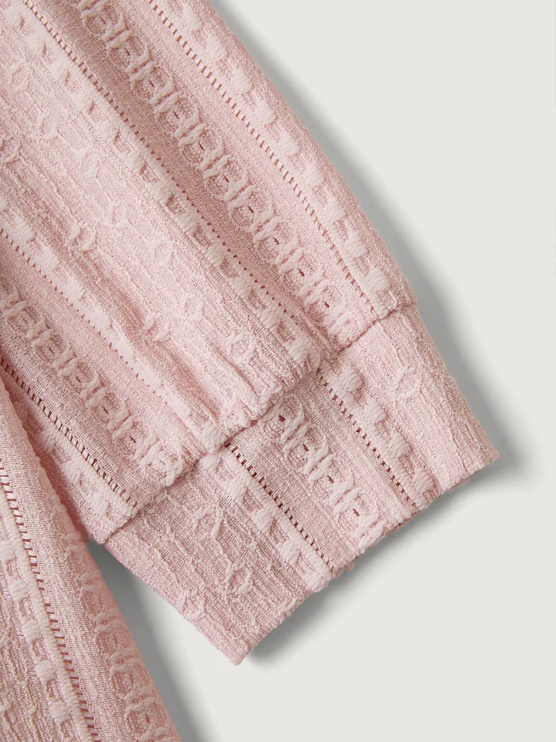 Textured Lace Trim Sheer Kimono Cardigan