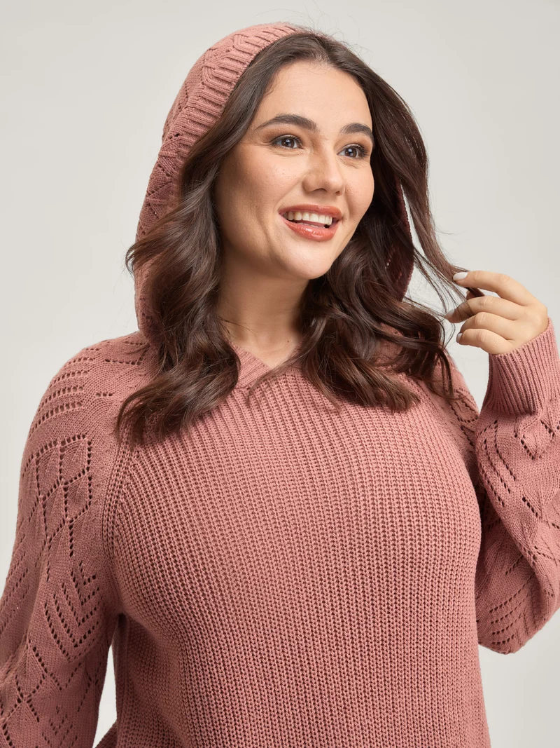 Tissue Textured Hooded Cut-Out Pullover