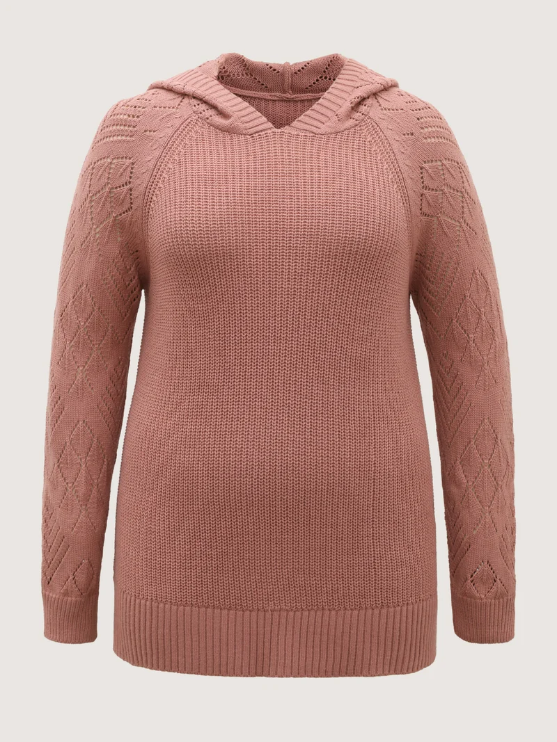 Tissue Textured Hooded Cut-Out Pullover